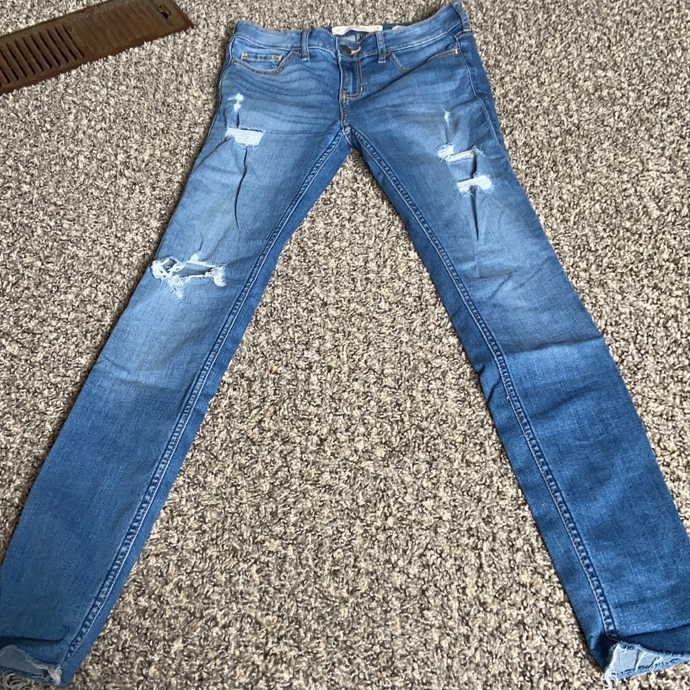 Light blue ripped hollister jeans